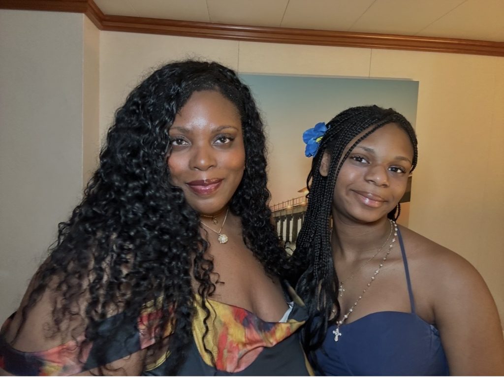 Black mother and teenage daughter traveling together on a Princess cruise vacation
